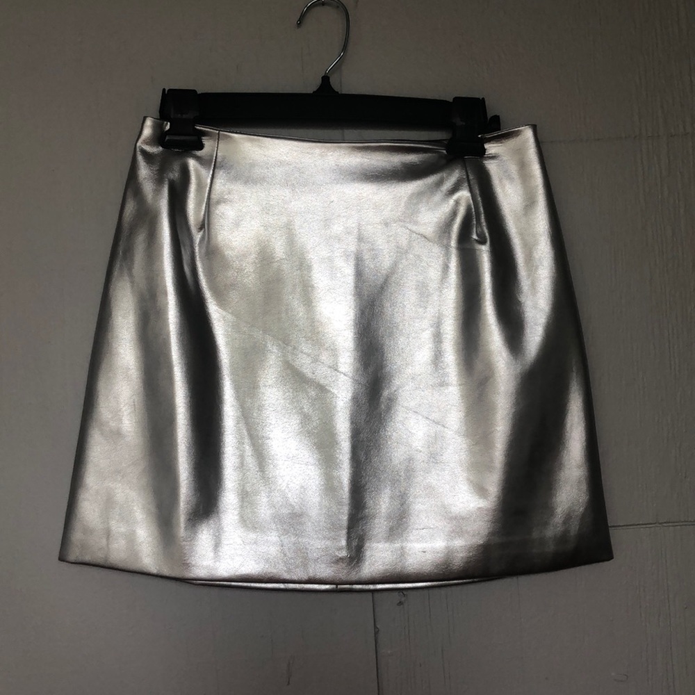 Metallic silver skirt